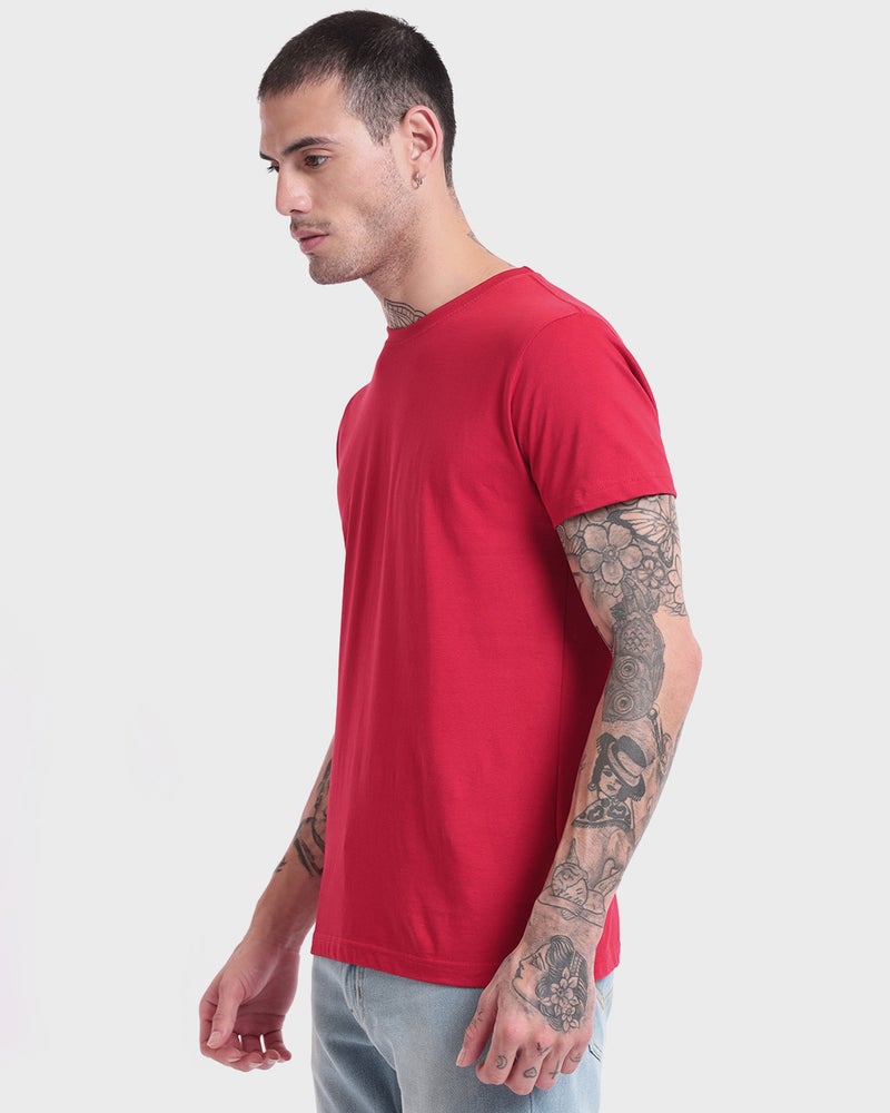 bewakoof Men's Red T-shirt - Image 2